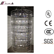 French Modern Lobby Large Cylindrical Luxury Clear Crystal Chandelier